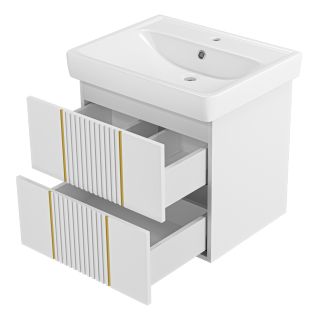 Подвесная тумба под раковину Brevita Vega VEG-09060-0102Я 60см белый/золото