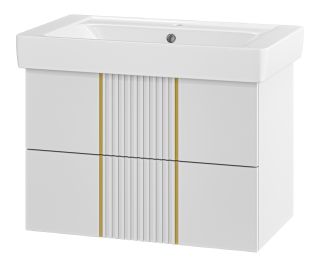 Подвесная тумба под раковину Brevita Vega VEG-09080-0102Я 80см белый/золото