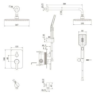 Встраиваемая душевая система VERONA, Золото брашинг