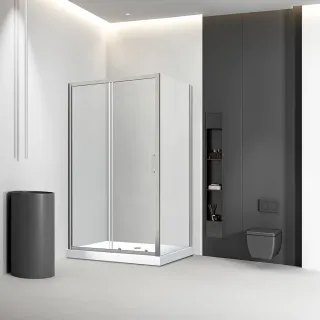 Душевой уголок Veconi Rovigo RV-046BС, 1300х1200х1950, никель брашинг, стекло прозрачное