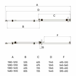 Душевая дверь Veconi Vianno VN-74B, 1500x1950, черный, стекло прозрачное