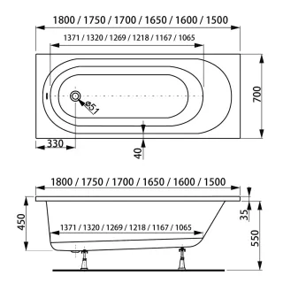 Акриловая ванна VagnerPlast Kasandra VPBA167KAS2X-04 160x70см белый