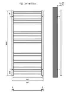 Водяной полотенцесушитель Aquatek Лира AQ KP1610BL П16 50x110см чёрный муар
