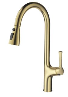 Смеситель для кухни Wonzon & Woghand WW-AE54123-BG с выдвижным изливом брашированное золото