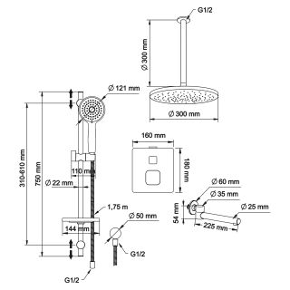 Душевой комплект Swedbe Platta 5561G1 с термостатом хром/серый