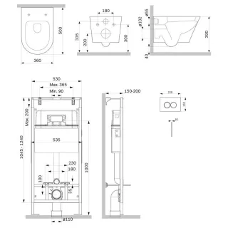 Комплект унитаза с инсталляцией AM.PM Sense IS100138.741701 сиденье микролифт