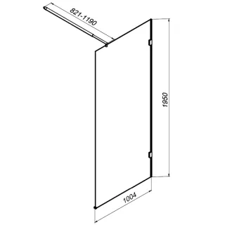 Душевая перегородка AM.PM X-Joy 195х100 W94UWI-100-F1-BTE профиль черный матовый стекло прозрачное