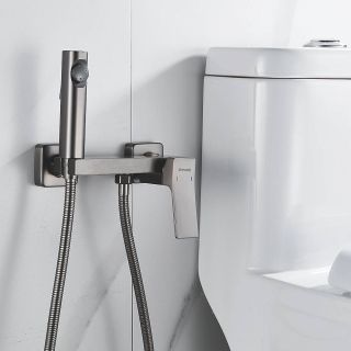 Гигиенический душ со смесителем Shevanik S4005T-1 оружейная сталь