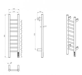 Полотенцесушитель электрический Wonzon & Woghand Bonn WW-AL4092-BG 25x80 см брашированное золото