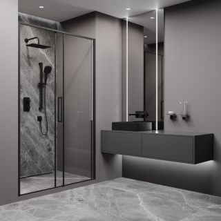 Встраиваемый смеситель с двумя выходами IDDIS Slide Push Control SLIBLBTi67 чёрный матовый