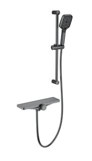 Смеситель для ванны с душем Wonzon & Woghand Onix WW-B2551-A-BGG с термостатом тёмный графит