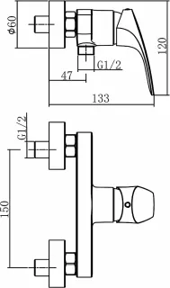 Смеситель для душа Aquanet Static AF330-30C 237443 хром