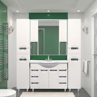 Зеркальный шкаф с подсветкой Misty Орхидея 105см белый