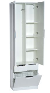 Напольный шкаф - пенал Misty Орхидея 60см с бельевой корзиной белый