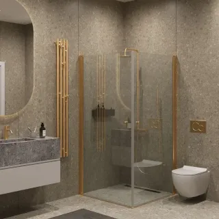 Душевой уголок на монопетле by Deonria U-80-79-6-T-G 80x79см золото/прозрачный