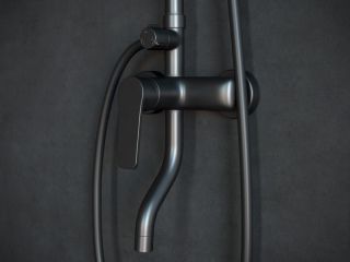 Душевая стойка Laguraty 17060B с изливом чёрный матовый