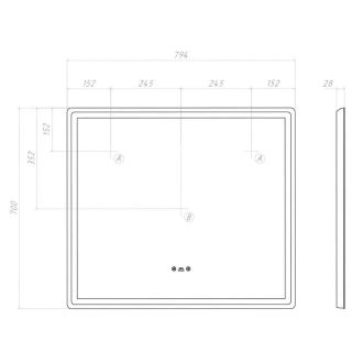 Зеркало с подсветкой Vigo Geometry Step 234 80 см